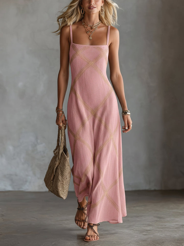 Vittoria – Black and Camel Geometric Dress