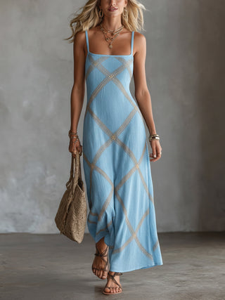 Vittoria – Black and Camel Geometric Dress