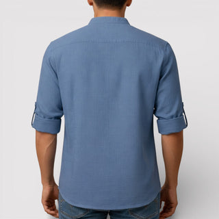 Alex™ | Band Collar Shirt with Sleeve Tabs