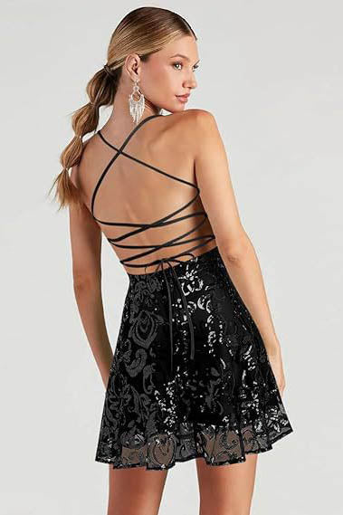 Sleeveless Sequin Strap Mini Dress