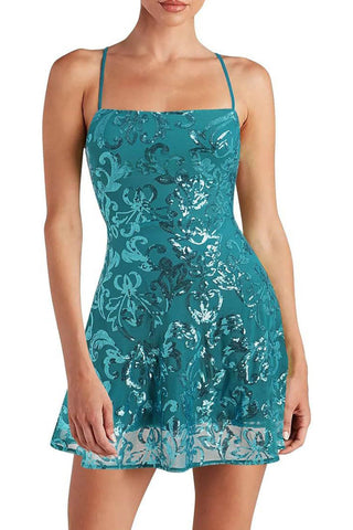 Sleeveless Sequin Strap Mini Dress