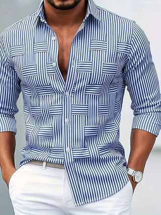 Emerson | Camicia da uomo a righe vintage a maniche lunghe