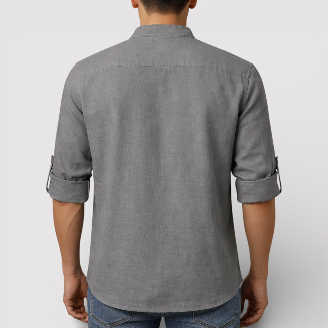 Alex™ | Band Collar Shirt with Sleeve Tabs