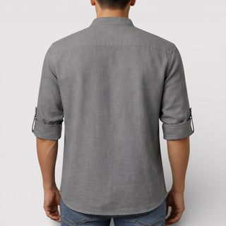 Alex™ | Band Collar Shirt with Sleeve Tabs