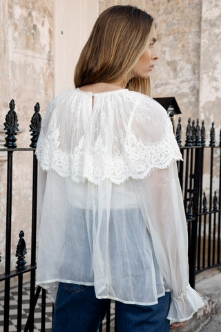 Atelier Ruffle Lace Blouse - Cream
