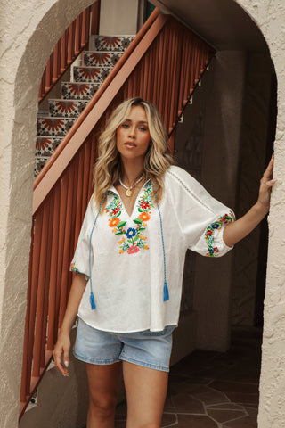 Flower Power Embroidered Top