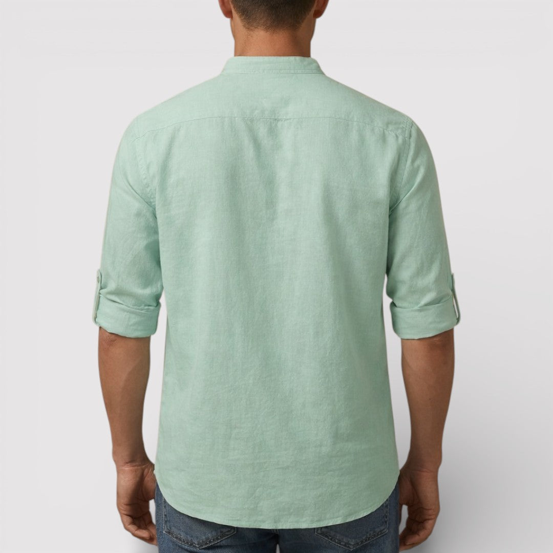 Alex™ | Band Collar Shirt with Sleeve Tabs