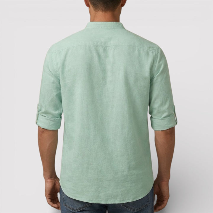 Alex™ | Band Collar Shirt with Sleeve Tabs
