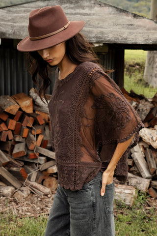 Faye Lace Top - Mahogany