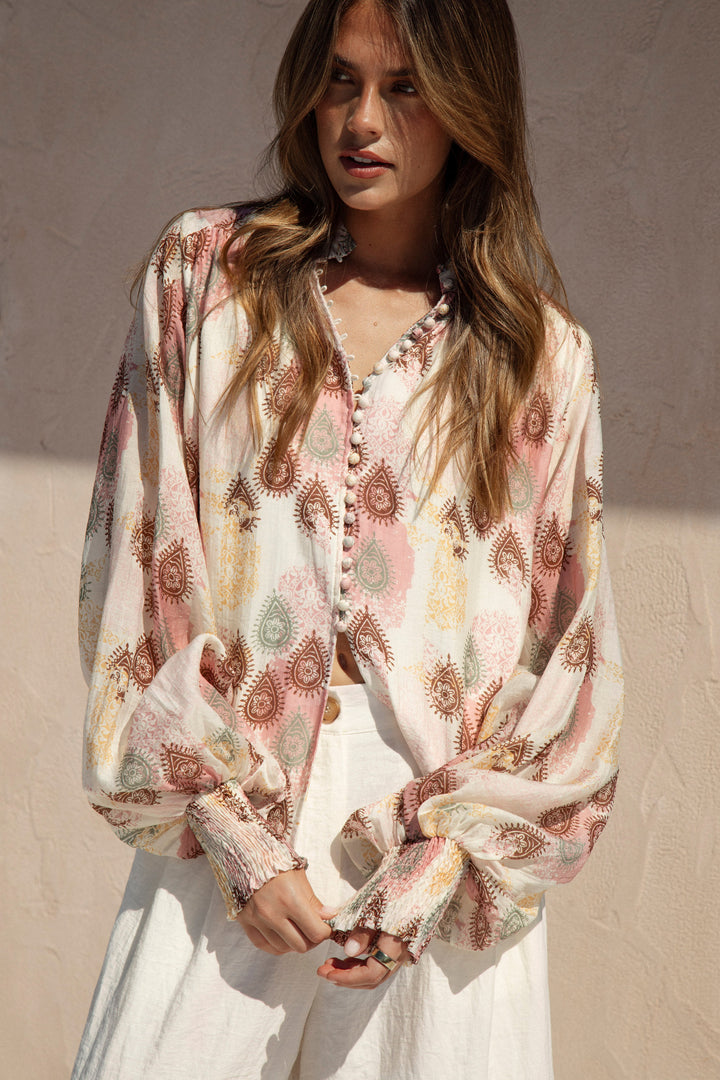 Isla Blouse - Mauve Paisley
