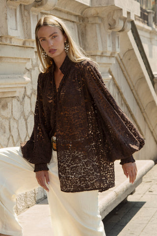 Margot Lace Blouse - Espresso
