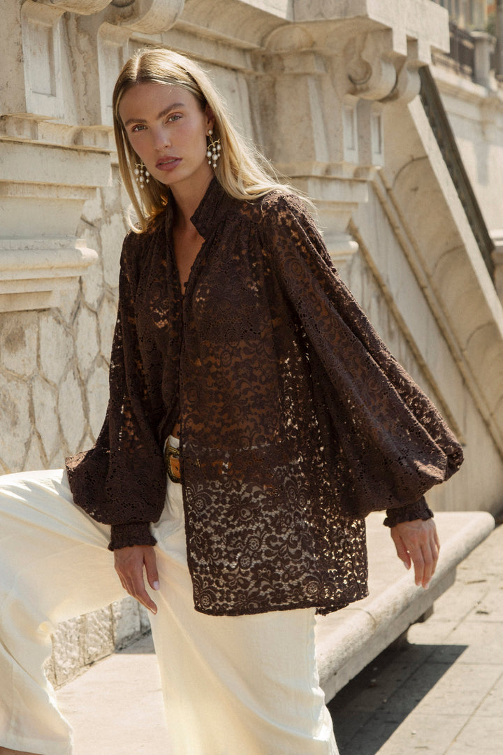 Margot Lace Blouse - Espresso