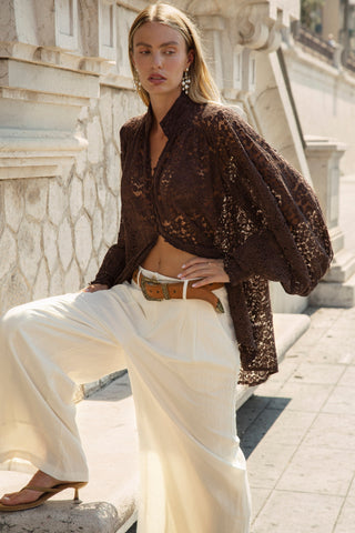 Margot Lace Blouse - Espresso