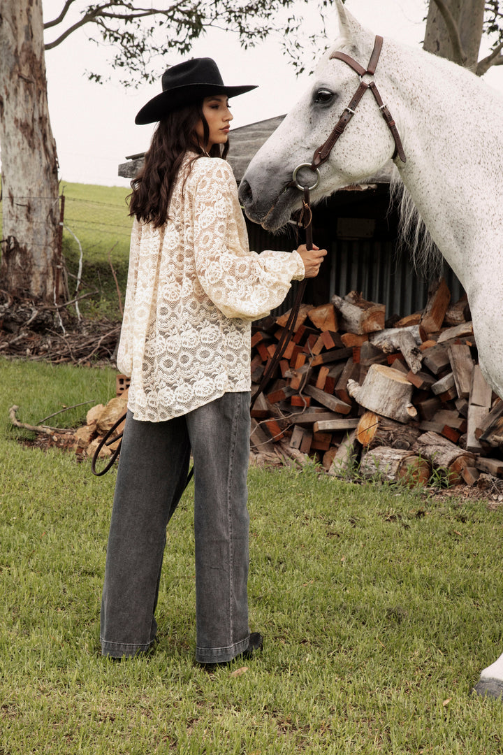 Margot Lace Blouse - Macadamia
