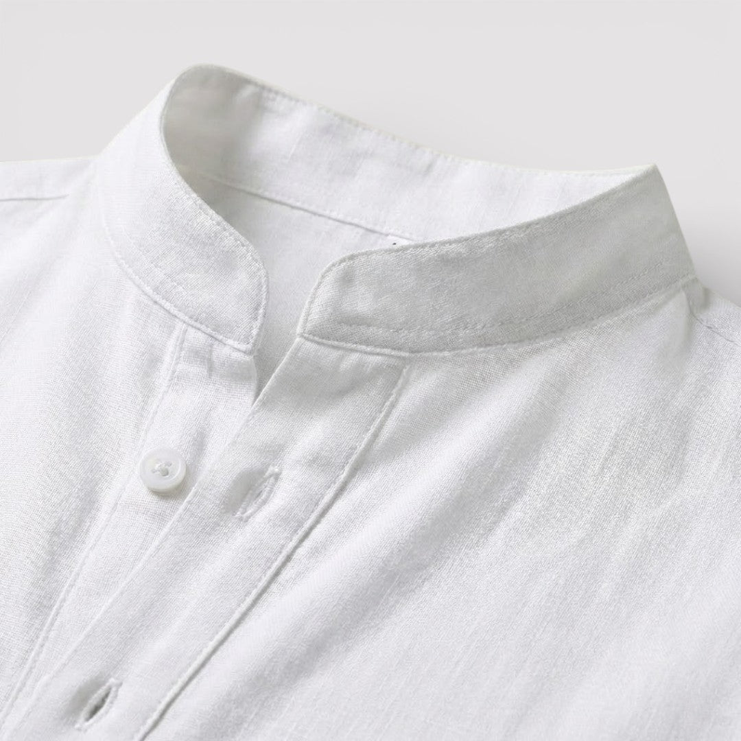 Alex™ | Band Collar Shirt with Sleeve Tabs