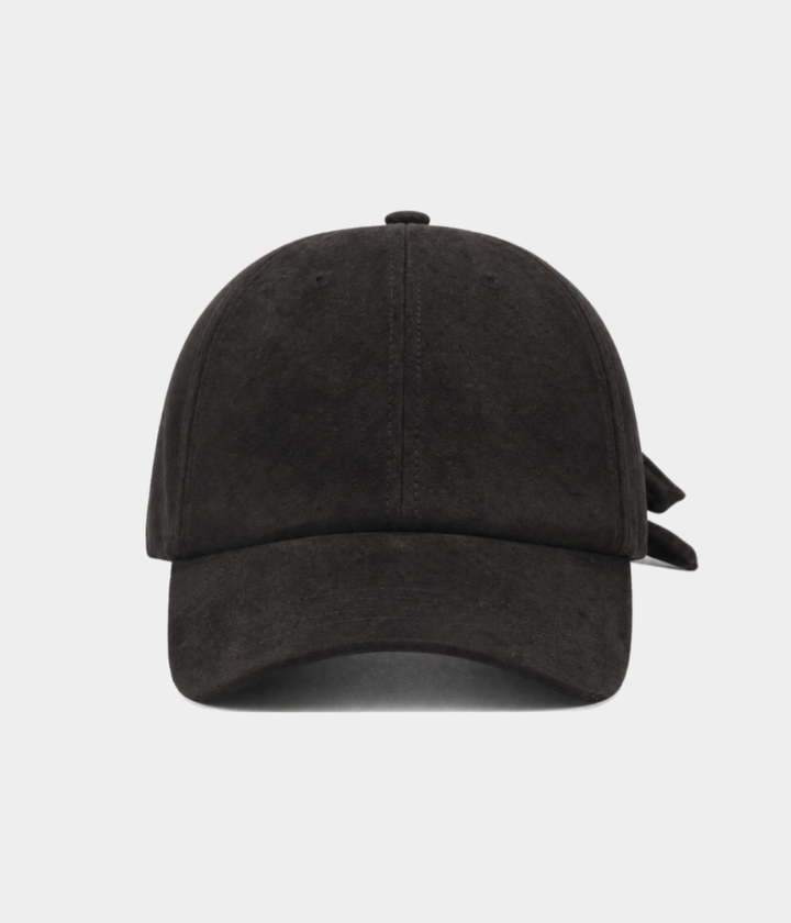 SUEDE BOW CAP.