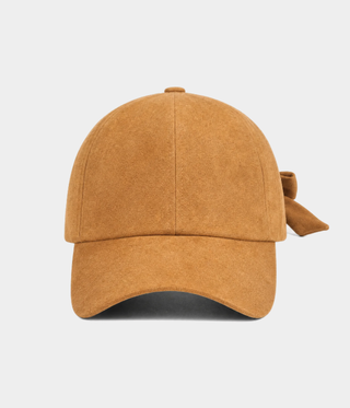 SUEDE BOW CAP.