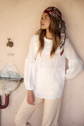 Zimmie Peasant Blouse - White