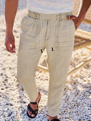 NICHOLS | Wide-Leg Linen Trousers with Drawstring