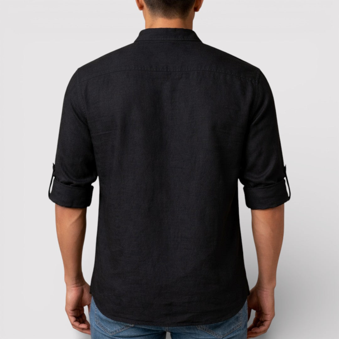 Alex™ | Band Collar Shirt with Sleeve Tabs
