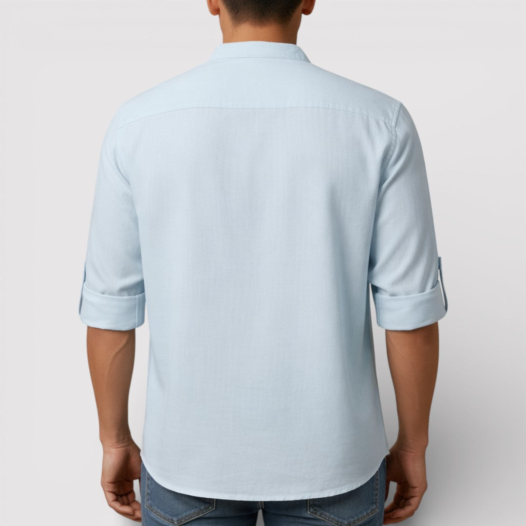 Alex™ | Band Collar Shirt with Sleeve Tabs