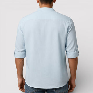Alex™ | Band Collar Shirt with Sleeve Tabs