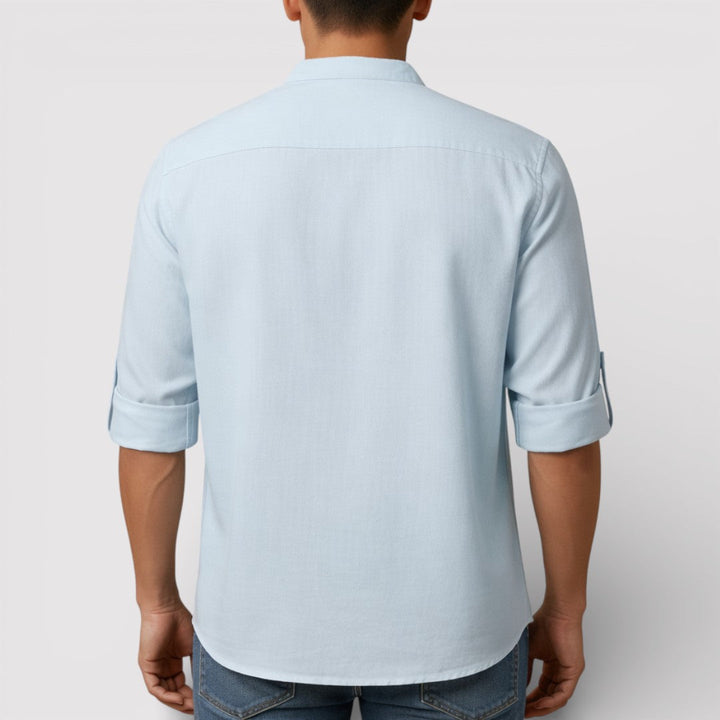 Alex™ | Band Collar Shirt with Sleeve Tabs