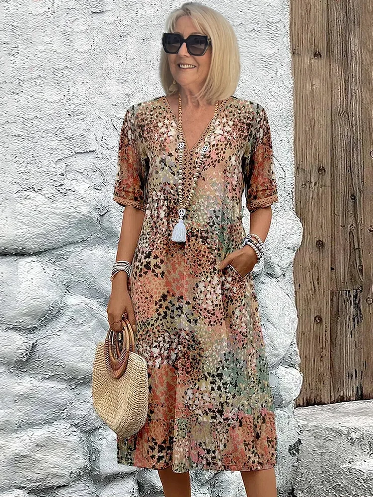 Tracie™ | Printed Tiered Midi Dress