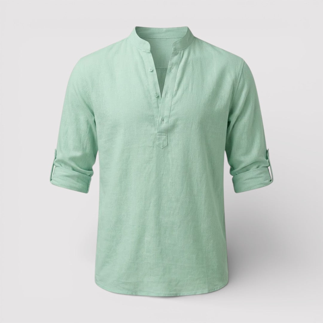 Alex™ | Band Collar Shirt with Sleeve Tabs