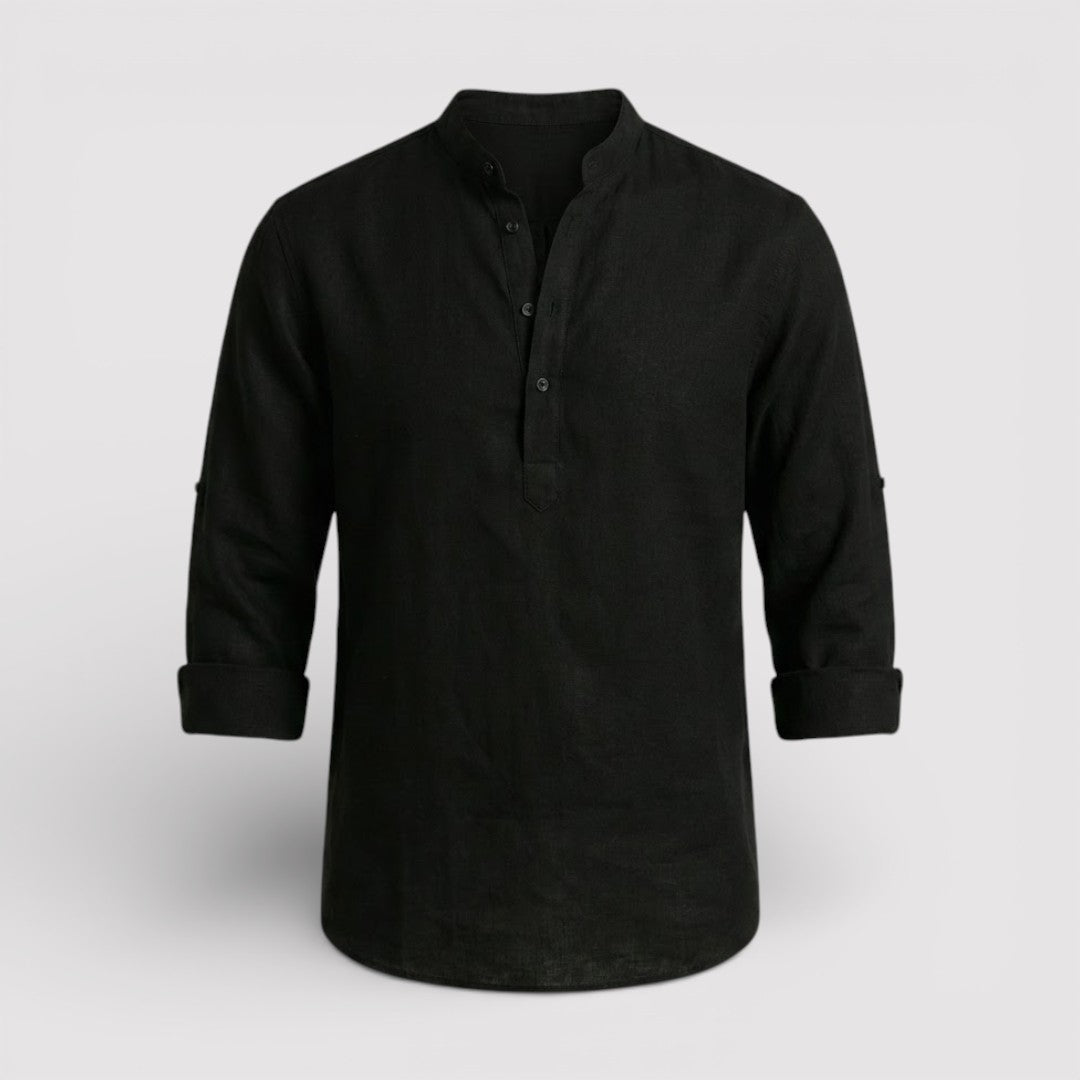 Alex™ | Band Collar Shirt with Sleeve Tabs