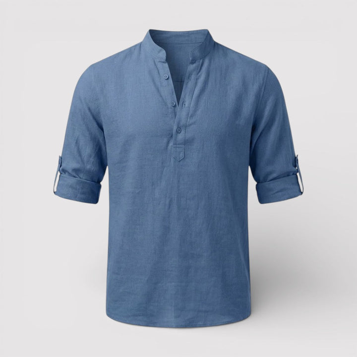 Alex™ | Band Collar Shirt with Sleeve Tabs
