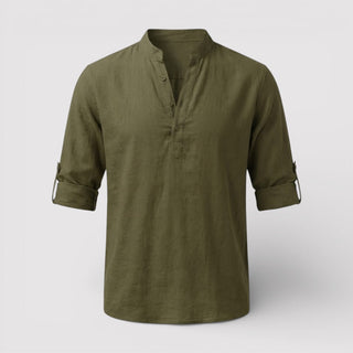 Alex™ | Band Collar Shirt with Sleeve Tabs