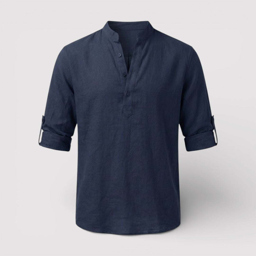 Alex™ | Band Collar Shirt with Sleeve Tabs