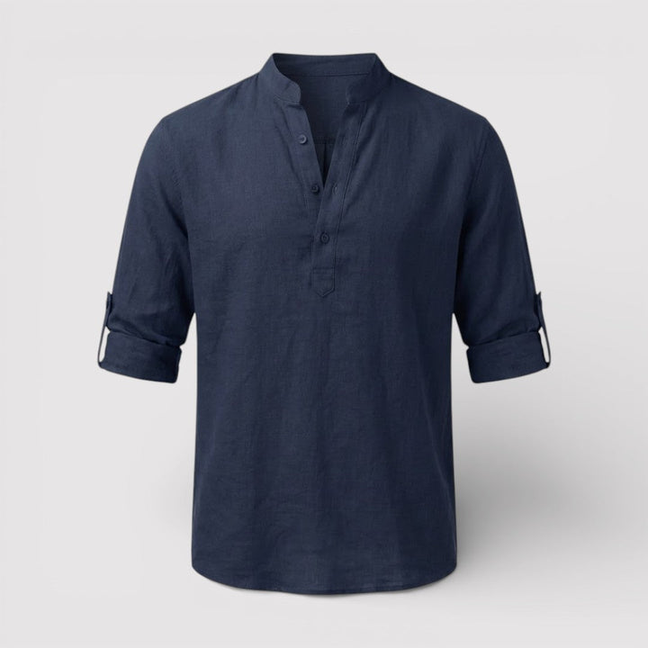 Alex™ | Band Collar Shirt with Sleeve Tabs