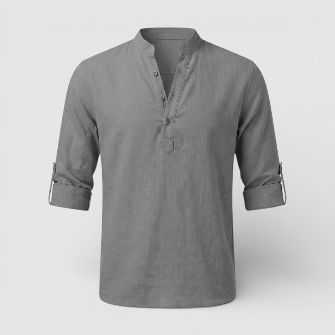 Alex™ | Band Collar Shirt with Sleeve Tabs