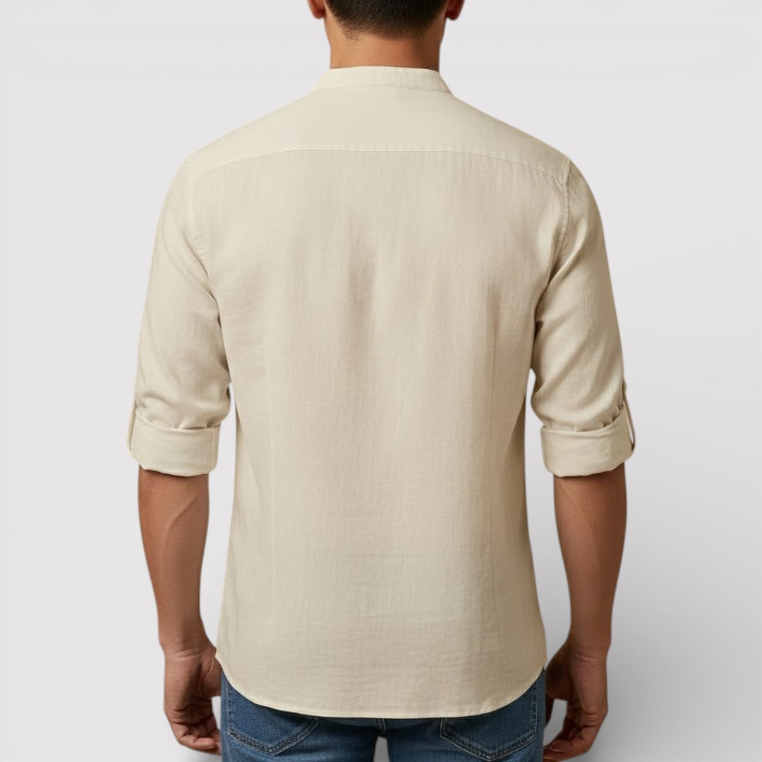 Alex™ | Band Collar Shirt with Sleeve Tabs