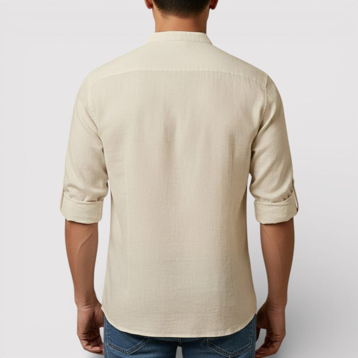 Alex™ | Band Collar Shirt with Sleeve Tabs