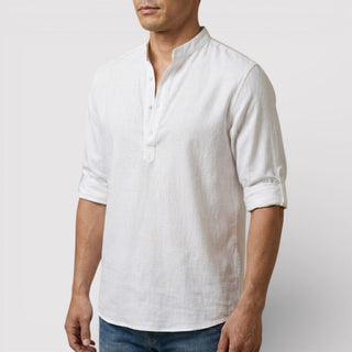 Alex™ | Band Collar Shirt with Sleeve Tabs