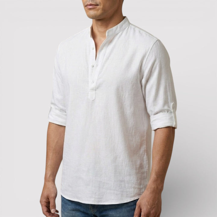 Alex™ | Band Collar Shirt with Sleeve Tabs