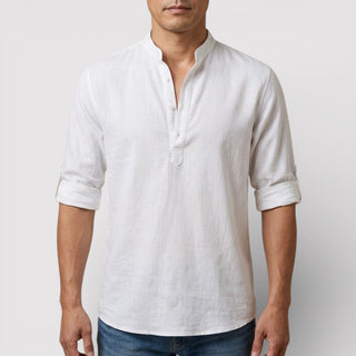 Alex™ | Band Collar Shirt with Sleeve Tabs
