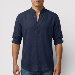 Alex™ | Band Collar Shirt with Sleeve Tabs