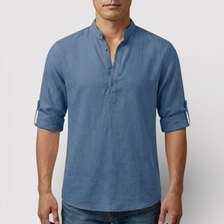 Alex™ | Band Collar Shirt with Sleeve Tabs