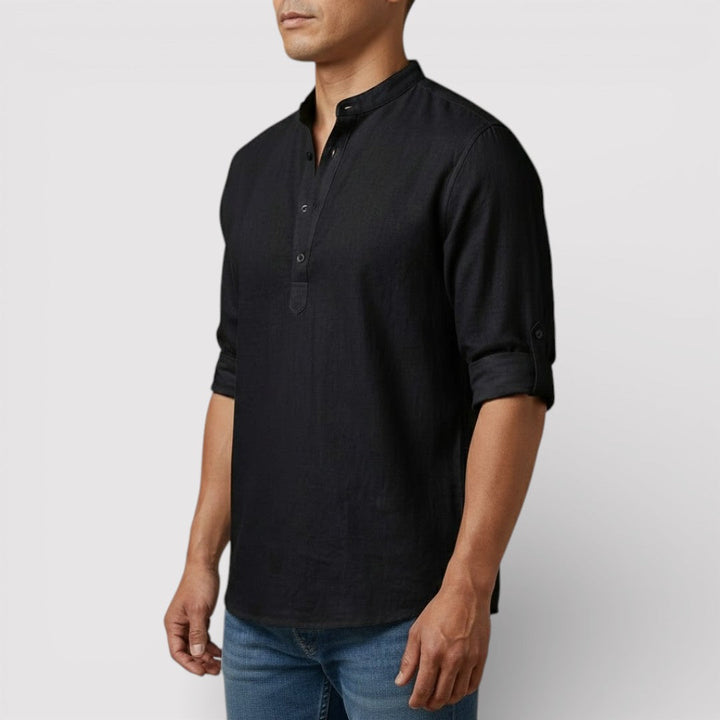 Alex™ | Band Collar Shirt with Sleeve Tabs