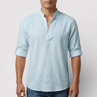 Alex™ | Band Collar Shirt with Sleeve Tabs