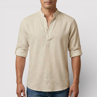 Alex™ | Band Collar Shirt with Sleeve Tabs