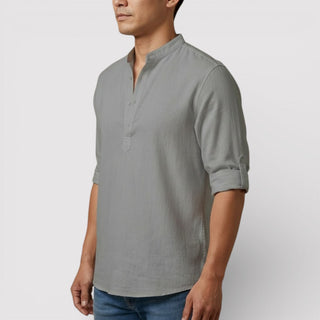 Alex™ | Band Collar Shirt with Sleeve Tabs