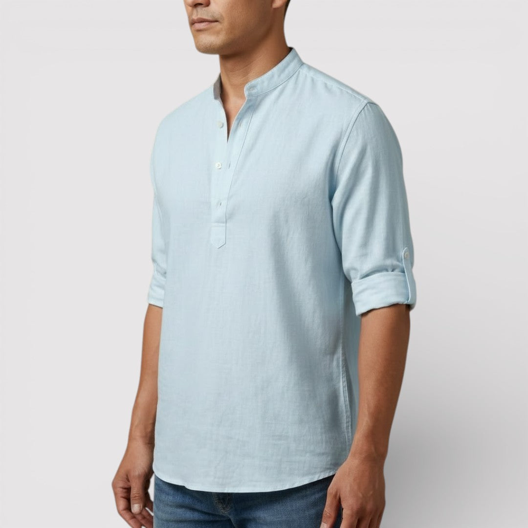 Alex™ | Band Collar Shirt with Sleeve Tabs