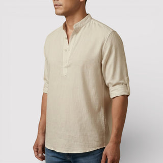 Alex™ | Band Collar Shirt with Sleeve Tabs