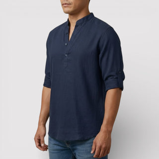 Alex™ | Band Collar Shirt with Sleeve Tabs