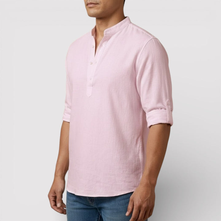 Alex™ | Band Collar Shirt with Sleeve Tabs